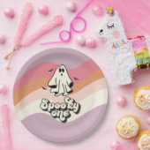 グルーヴィ幽霊レトロハロウィン不気味ワン誕生日 ペーパープレート (パーティー)