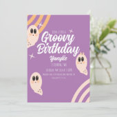 グルーヴィ幽霊レトロハロウィーン誕生日パーティー 招待状 (スタンド正面)