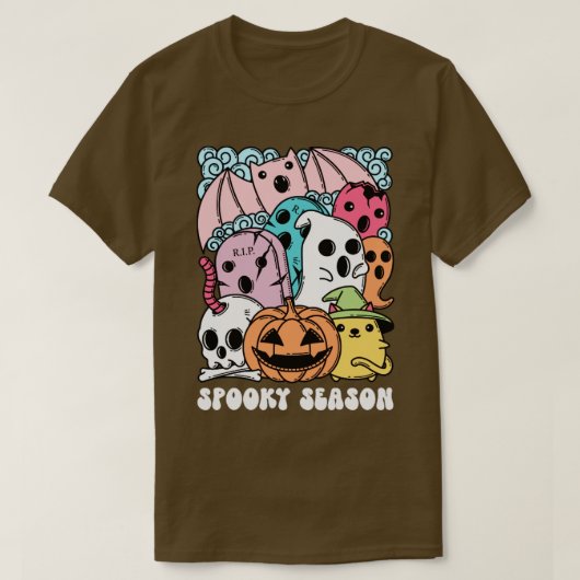 グルーヴィ幽霊不気味シーズンかわいいグルーヴィハロウィーン Tシャツ (デザイン正面)