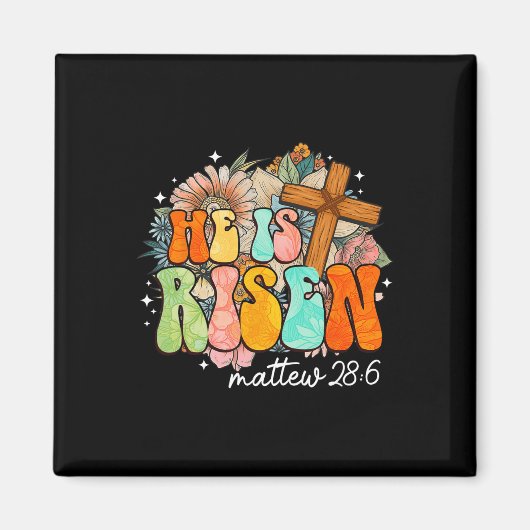 グルーヴィ彼は十字架イエス宗教的な復活祭Chを復活 マグネット (正面)