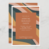 グルーヴィ抽象芸術テラコッタオフィスホリデーパーティー 招待状 (正面/裏面)