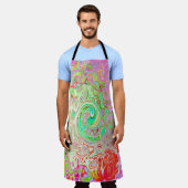 グルーヴィ抽象芸術レトロパステルグリーンリキッドスワール エプロン (着用した状態)