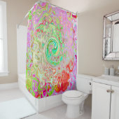 グルーヴィ抽象芸術レトロパステルグリーンリキッドスワール シャワーカーテン (インサイチュ)