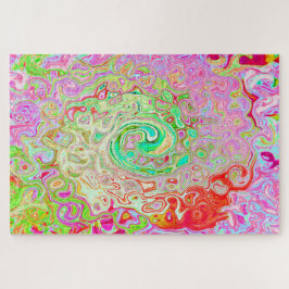 グルーヴィ抽象芸術レトロパステルグリーンリキッドスワール ジグソーパズル