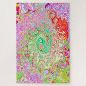 グルーヴィ抽象芸術レトロパステルグリーンリキッドスワール ジグソーパズル (縦)