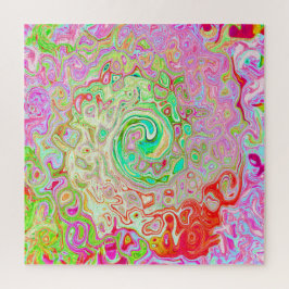 グルーヴィ抽象芸術レトロパステルグリーンリキッドスワール ジグソーパズル