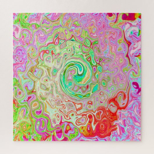グルーヴィ抽象芸術レトロパステルグリーンリキッドスワール ジグソーパズル (縦)