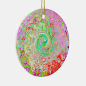 グルーヴィ抽象芸術レトロパステルグリーンリキッドスワール セラミックオーナメント (右)
