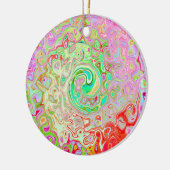 グルーヴィ抽象芸術レトロパステルグリーンリキッドスワール セラミックオーナメント (左)