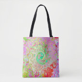 グルーヴィ抽象芸術レトロパステルグリーンリキッドスワール トートバッグ (正面)