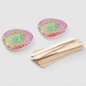 グルーヴィ抽象芸術レトロパステルグリーンリキッドスワール ハンドファン (組立なし)