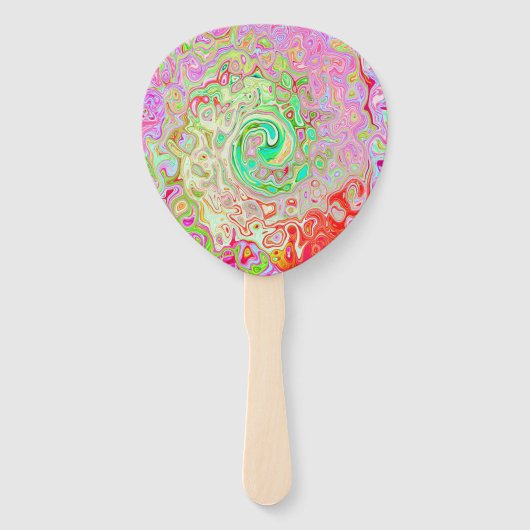 グルーヴィ抽象芸術レトロパステルグリーンリキッドスワール ハンドファン (正面)