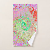 グルーヴィ抽象芸術レトロパステルグリーンリキッドスワール バスタオルセット (ハンドタオル)