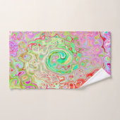 グルーヴィ抽象芸術レトロパステルグリーンリキッドスワール バスタオルセット (ハンドタオル)