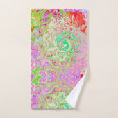 グルーヴィ抽象芸術レトロパステルグリーンリキッドスワール バスタオルセット (ハンドタオル)