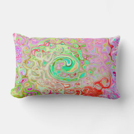 グルーヴィ抽象芸術レトロパステルグリーンリキッドスワール ランバークッション