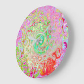 グルーヴィ抽象芸術レトロパステルグリーンリキッドスワール ラージ壁時計 (傾斜)