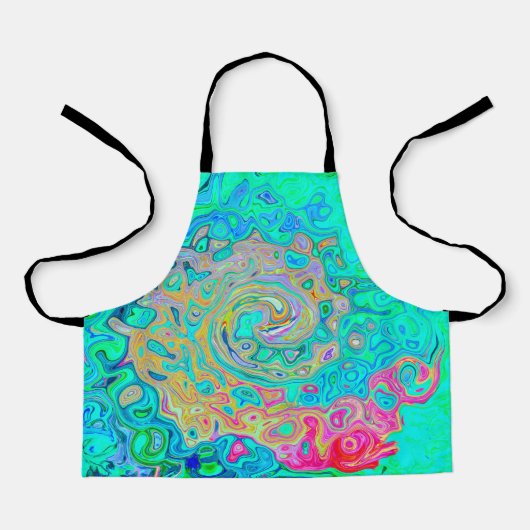 グルーヴィ抽象芸術レトロレインボーリキッドスワール エプロン (正面)