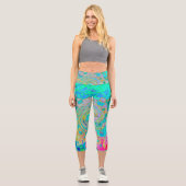 グルーヴィ抽象芸術レトロレインボーリキッドスワール カプリレギンス (正面)