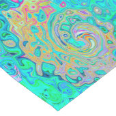 グルーヴィ抽象芸術レトロレインボーリキッドスワール ショートテーブルランナー (コーナー)