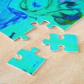 グルーヴィ抽象芸術レトロレインボーリキッドスワール ジグソーパズル (側面)