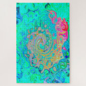 グルーヴィ抽象芸術レトロレインボーリキッドスワール ジグソーパズル (縦)