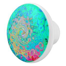 グルーヴィ抽象芸術レトロレインボーリキッドスワール セラミックノブ