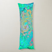 グルーヴィ抽象芸術レトロレインボーリキッドスワール ボディピロー (裏面 (縦))