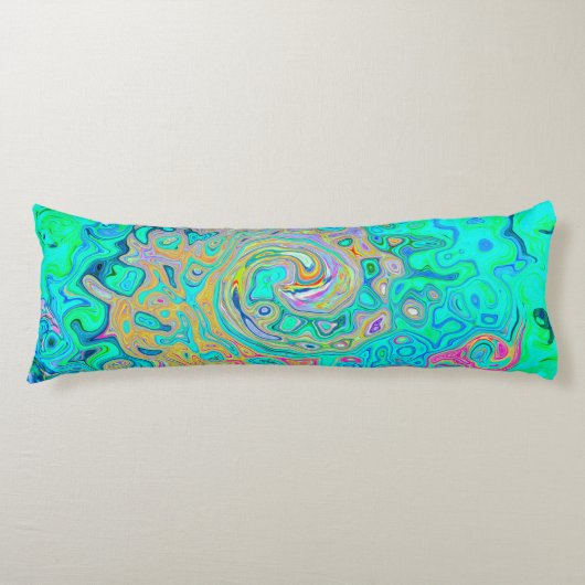 グルーヴィ抽象芸術レトロレインボーリキッドスワール ボディピロー (正面)
