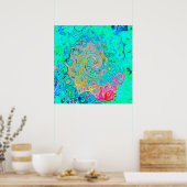 グルーヴィ抽象芸術レトロレインボーリキッドスワール ポスター (キッチン)