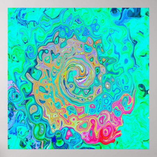 グルーヴィ抽象芸術レトロレインボーリキッドスワール ポスター (正面)