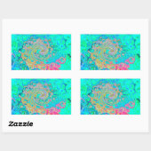 グルーヴィ抽象芸術レトロレインボーリキッドスワール 長方形シール (シート)