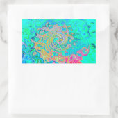 グルーヴィ抽象芸術レトロレインボーリキッドスワール 長方形シール (バッグ)