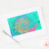 グルーヴィ抽象芸術レトロレインボーリキッドスワール 長方形シール (封筒)