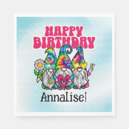 グルーヴィ格言レインボー絞り染めバースデーパーティー スタンダードランチョンナプキン