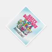 グルーヴィ格言レインボー絞り染めバースデーパーティー スタンダードランチョンナプキン (角)