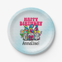 グルーヴィ格言レインボー絞り染めバースデーパーティー ペーパープレート