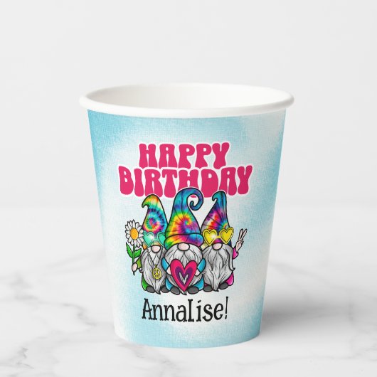 グルーヴィ格言レインボー絞り染め誕生日 紙コップ (正面)