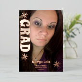 グルーヴィ花模様卒業プレス箔招待状 箔招待状 (立ち正面)