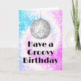 グルーヴィ誕生日ディスコボール絞り染めグリーティング カード