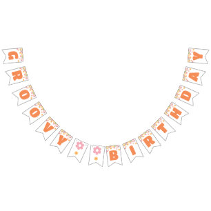 グルーヴィ誕生日デイジーヒッピー誕生日 バンティングフラッグ