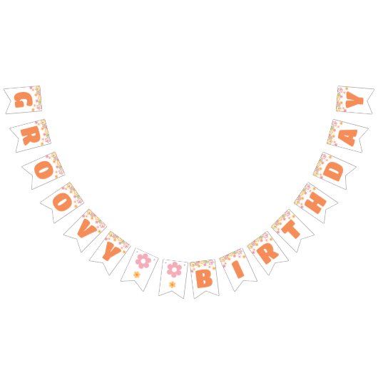 グルーヴィ誕生日デイジーヒッピー誕生日 バンティングフラッグ (全)