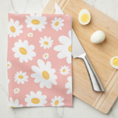 グルーヴィ赤面ボホデイジーフローラガーデンパターン キッチンタオル (四つ折り)