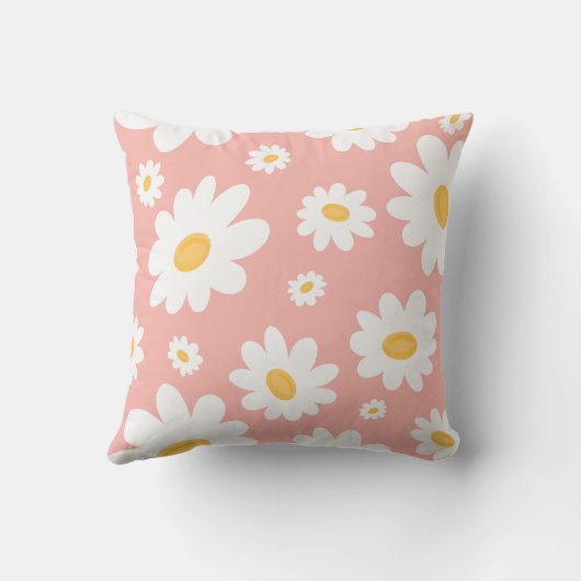 グルーヴィ赤面ボホデイジーフローラガーデンパターン クッション (裏面)
