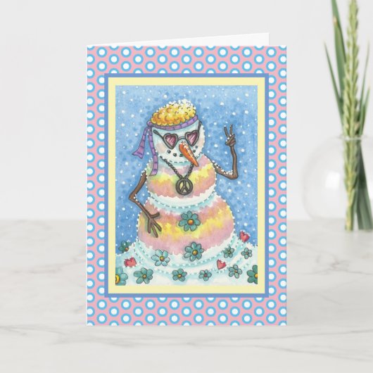 グルーヴィ雪だるまピースクリスマスグリーティングカードV シーズンカード (正面)