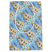 グルーヴィ雪だるま、ピースサインクリスマス抱き枕 ミディアムペーパーバッグ (正面)