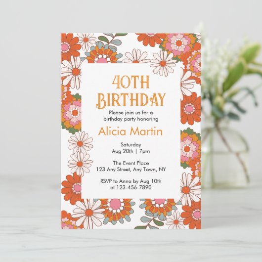 グルーヴカラフルィヒッパイフローラ&リーフ誕生日 招待状 (スタンド正面)