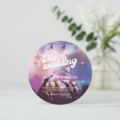 グルーヴカラフルィーピンクグリッターディスコ結婚ボール 招待状 (スタンド正面)