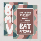 グルーヴカラフルウェーカスタムズこうもりバーバンイ（ユダヤ教の）バル・ミツバー セーブザデート (正面/裏面)