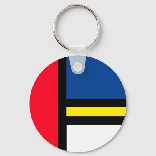 グルーヴカラフルモダンモンドリアンスタイル抽象芸術アート キーホルダー (正面)